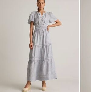 Quince 100% European Linen Tiered Maxi Dress